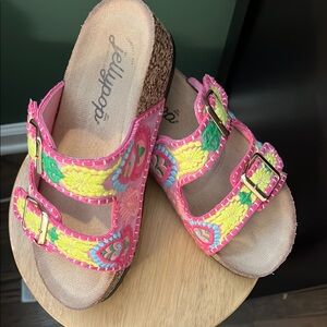 Jellypop Bright Pink Embroidered Slides